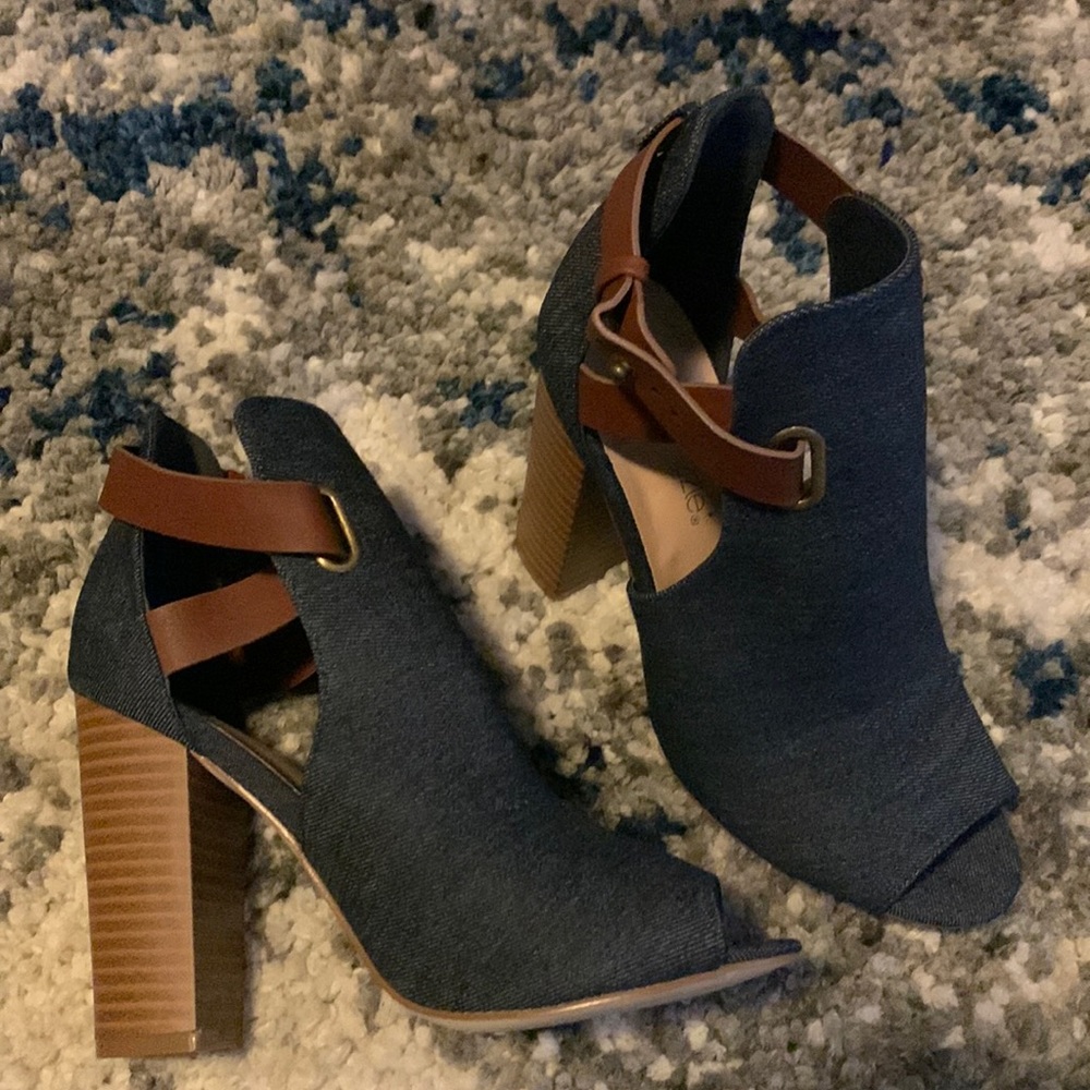 Denim and brown heels - Never worn